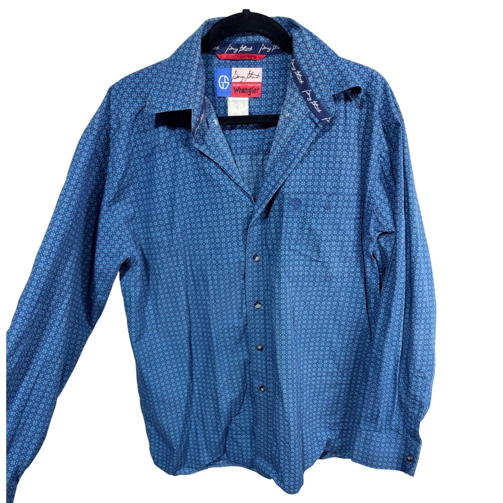 Wrangler Button Down George Strait Cowboy Cut Workwear Mens Large Blue Rodeo